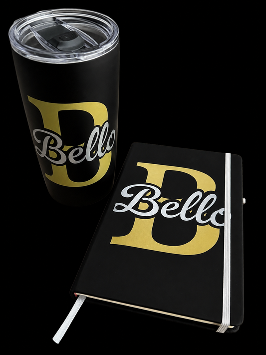 Personalised Matching Notebook & Tumbler Gift Set - Black
