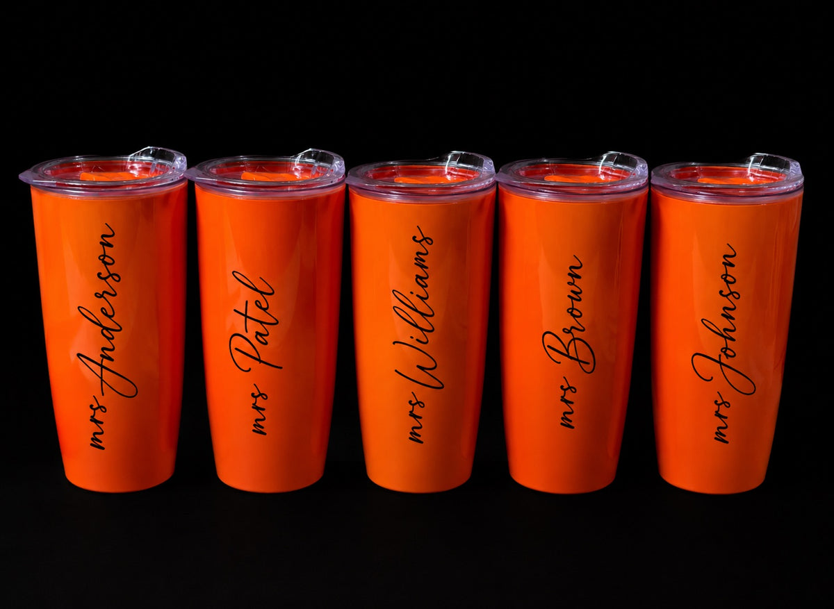 Personalised Insulated Steel Tumbler - Bright Orange