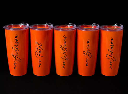 Personalised Insulated Steel Tumbler - Bright Orange